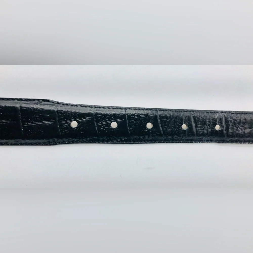 Lot 2 Mens Black Leather Belts 42 Fossil MB1006 Bugle Boy Dress Casual Crocodile